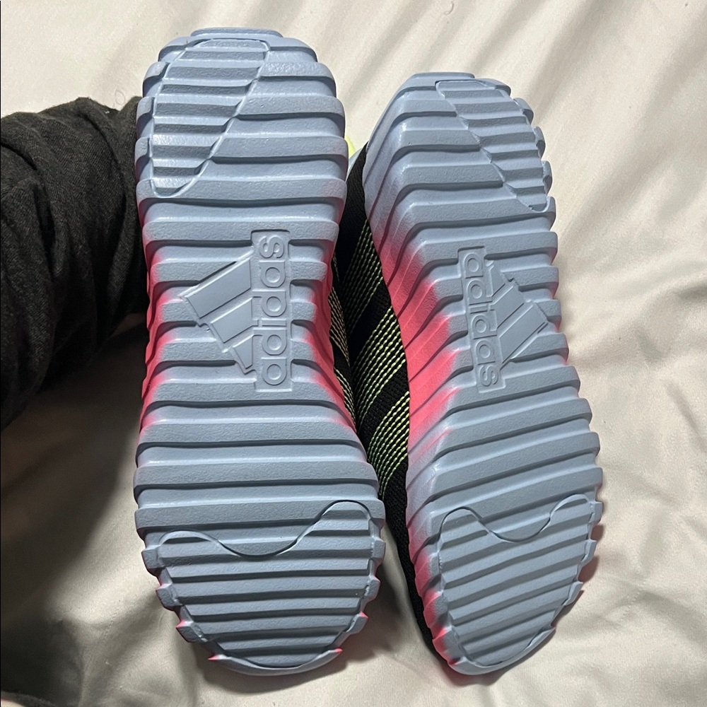 Adidas Kids Sneakers Black with Pink and Green Kaptir Flow K size 5 - Picture 4 of 12